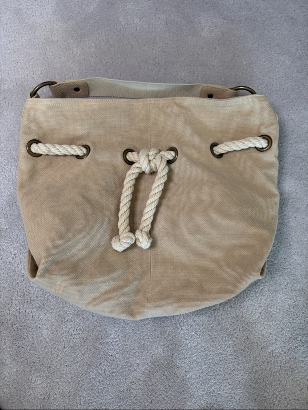 Old Navy Beige Canvas Hobo with Rope Accent